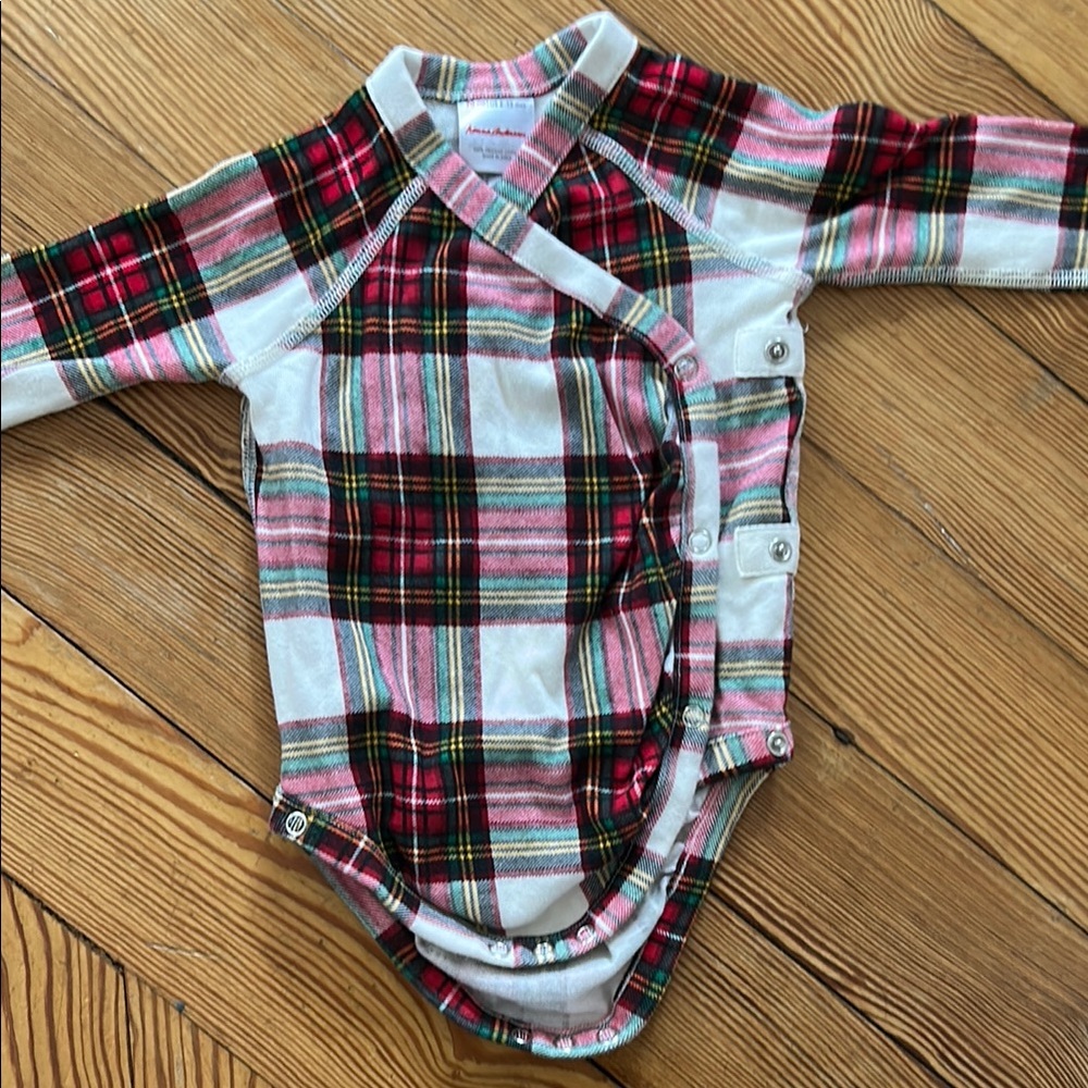 Plaid Hanna Andersson 6-12month long sleeve bodysuit